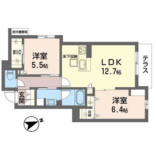 GRANDIR イースト(2LDK/3階)の間取り写真