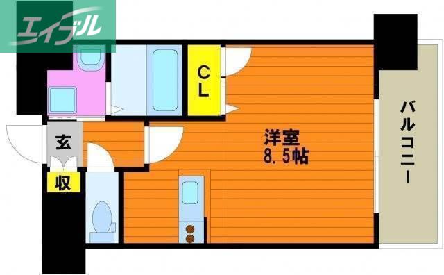 GREENTRAILPARK NISHIGAWA(1K/3階)の間取り写真