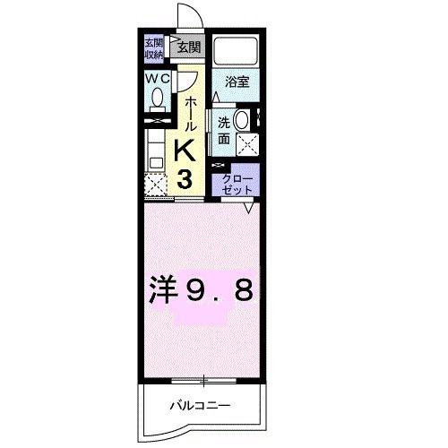 カルムソレイユ(1K/3階)の間取り写真