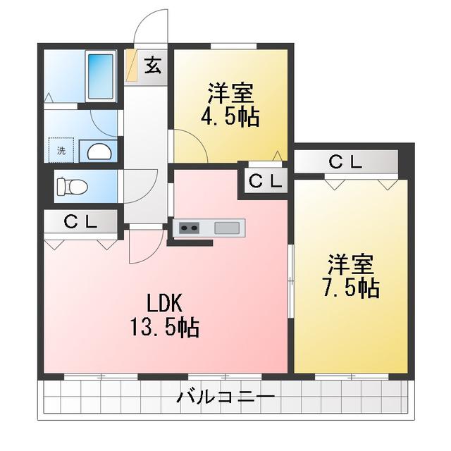 RAIAMGAIN(2LDK/2階)の間取り写真
