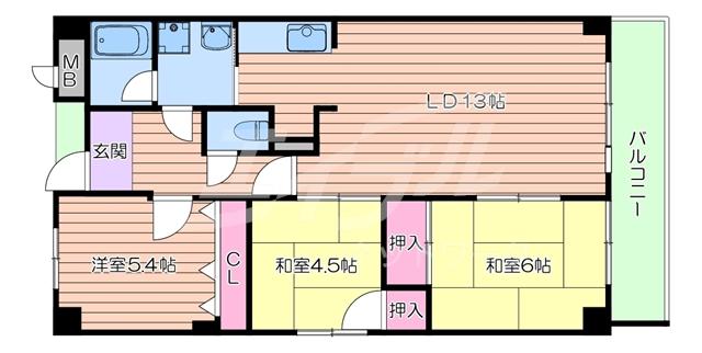 エミネンス辻本II(3LDK/6階)の間取り写真