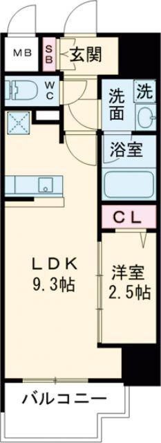 グランフォーレ久留米駅プレミア(1LDK/2階)の間取り写真