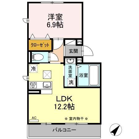 コンフォルト(1LDK/1階)の間取り写真