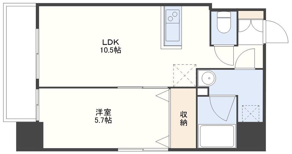 CRECIA CHIKUGOMACHI(1LDK/9階)の間取り写真