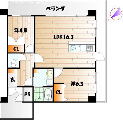 クラシオン社ノ木(2LDK/5階)の間取り写真