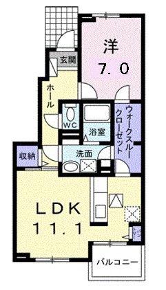 コンフォートK 十壱番館(1LDK/1階)の間取り写真