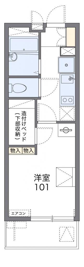 レオパレスワールド新船橋(1K/1階)の間取り写真