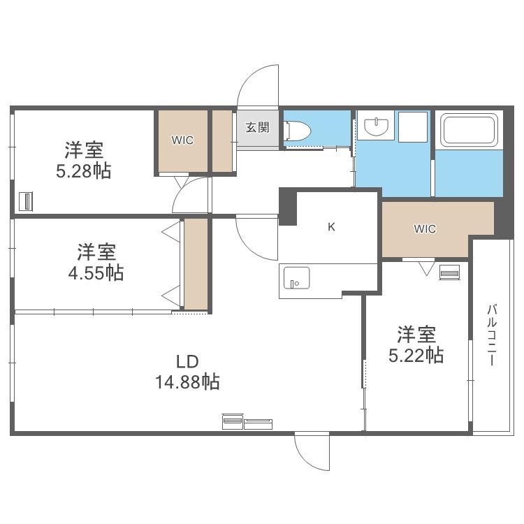 RESIDENCE SHINMEI 平岸(3LDK/4階)の間取り写真