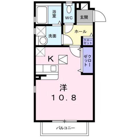 ワイズ スクエア B棟(ワンルーム/2階)の間取り写真
