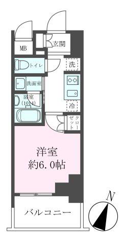クレストコート靭公園 THE CLASS(1K/8階)の間取り写真