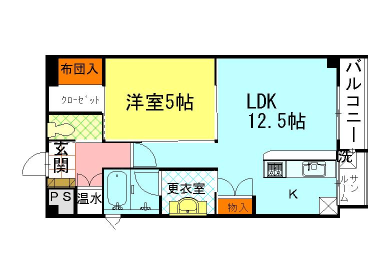 サンシェルマン(1LDK/7階)の間取り写真