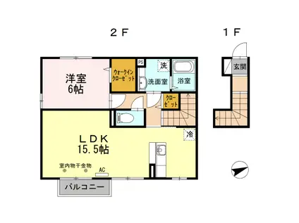 リヴェール 203号(1LDK/2階)の間取り写真