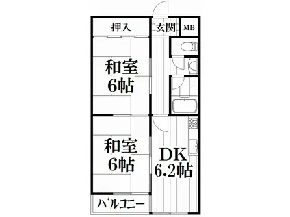 富尾マンションII(2DK/4階)の間取り写真
