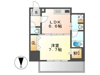 さくらHILLS NISHIKI PLATINUM RESIDENCE(1DK/11階)の間取り写真