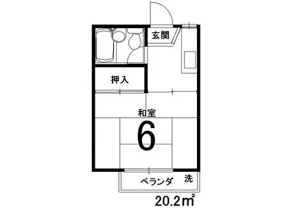 嵯峨野ハイツ(1K/2階)の間取り写真