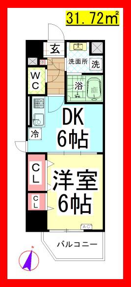 SW MILLE FLORE FUJISAWA(1DK/2階)の間取り写真