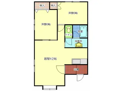 コーポラスF(2LDK/2階)の間取り写真