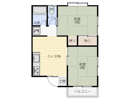 ハイツ小林(2DK/2階)の間取り写真