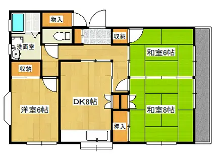 稲葉コーポ(3DK/1階)の間取り写真