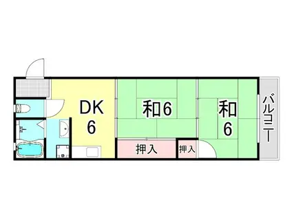 トーハイマンション(2DK/2階)の間取り写真