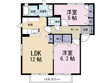 メゾン・ヴィーナス(2LDK/2階)の間取り写真