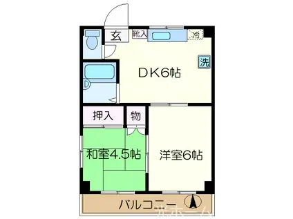 フォーレストハイツ(2DK/3階)の間取り写真