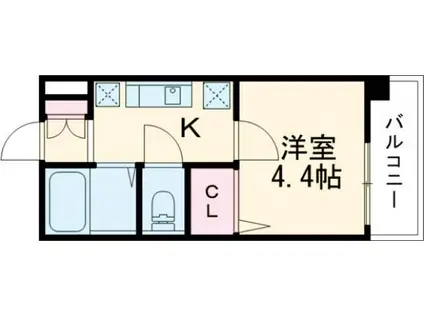 ビーフォレスト姫路イースト(1K/8階)の間取り写真