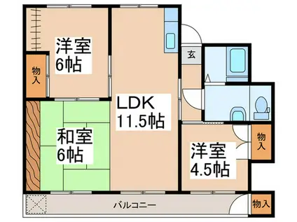 多摩川ト-7号棟(3LDK/3階)の間取り写真