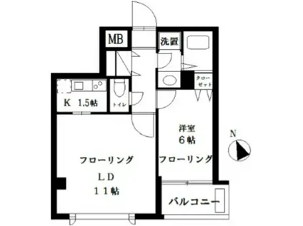 ナズ上野毛レックス(1LDK/2階)の間取り写真