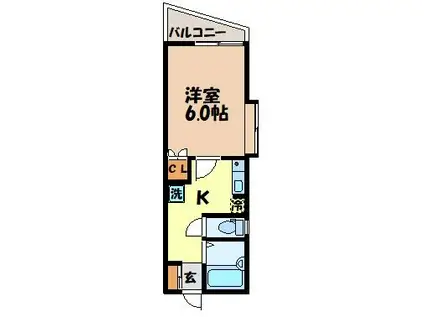 ウッドハイム(1K/1階)の間取り写真