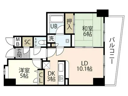 ファミール比治山通(2LDK/4階)の間取り写真