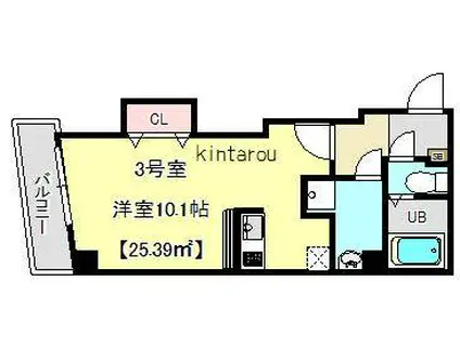 OULU千葉中央(1K/3階)の間取り写真