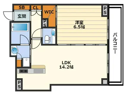 シティタワー東梅田パークフロント(1LDK/4階)の間取り写真