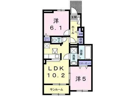 ブラウンドヒル M(2LDK/1階)の間取り写真