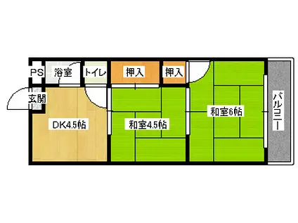 住吉清川マンション(2DK/2階)の間取り写真