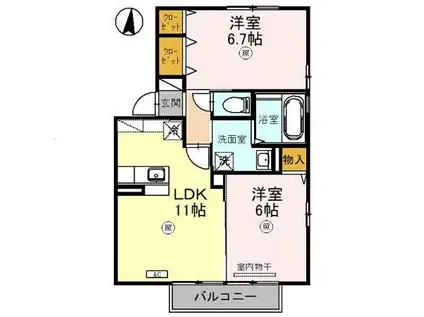 エスポワールC・K(2LDK/2階)の間取り写真