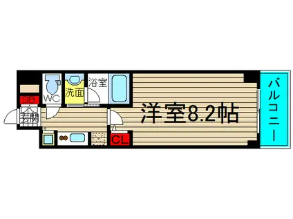 QCフラット北堀江(1K/3階)の間取り写真