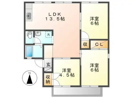 セジュール福島(3LDK/1階)の間取り写真