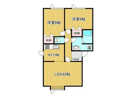 メゾンノースランドTADA(2LDK/2階)の間取り写真