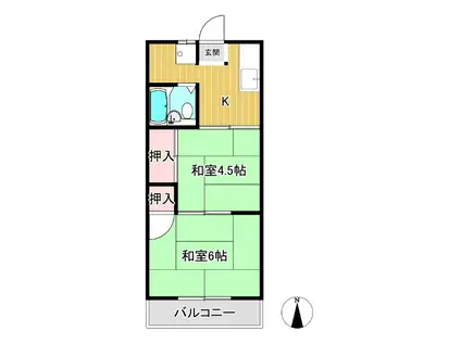 コーナー白峰(2K/2階)の間取り写真