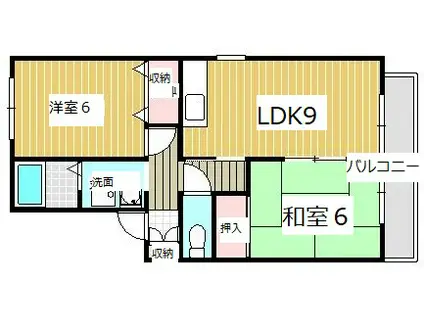ハイカムール高須 C棟(2LDK/2階)の間取り写真