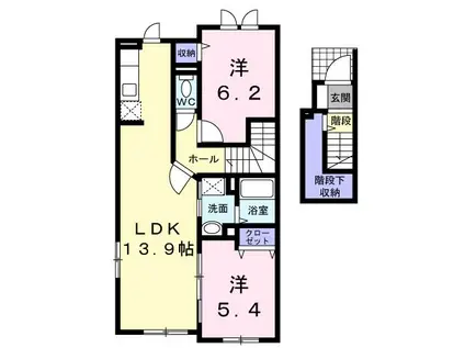 ベル・アンジュ(2LDK/2階)の間取り写真