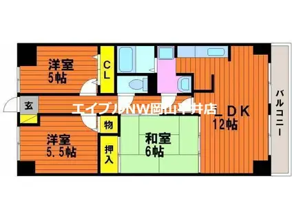 ガーデングラス桑野(3LDK/6階)の間取り写真