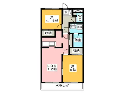 ハイツスイートドリームA棟(2LDK/2階)の間取り写真