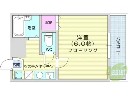 テラス苦竹(1K/3階)の間取り写真