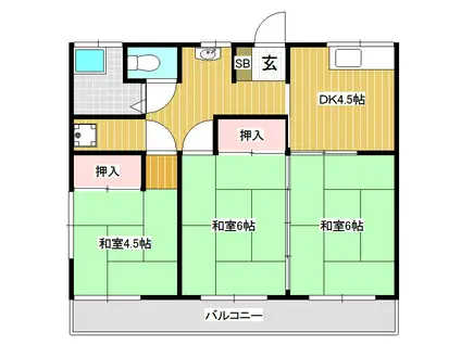山本ハイツ(3DK/1階)の間取り写真