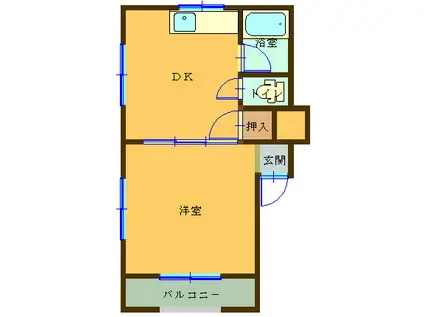 ラ・メール(1DK/3階)の間取り写真