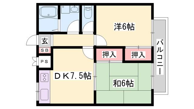 ハイツエスペランサII(2DK/1階)の間取り写真