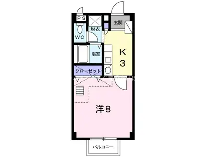 ウィングコートベイロード2(1K/2階)の間取り写真