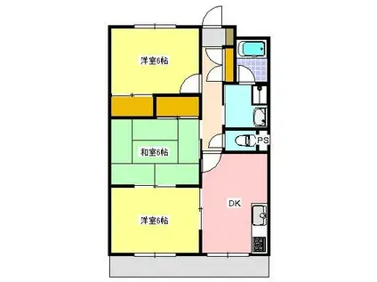 ウィステリア(3DK/2階)の間取り写真